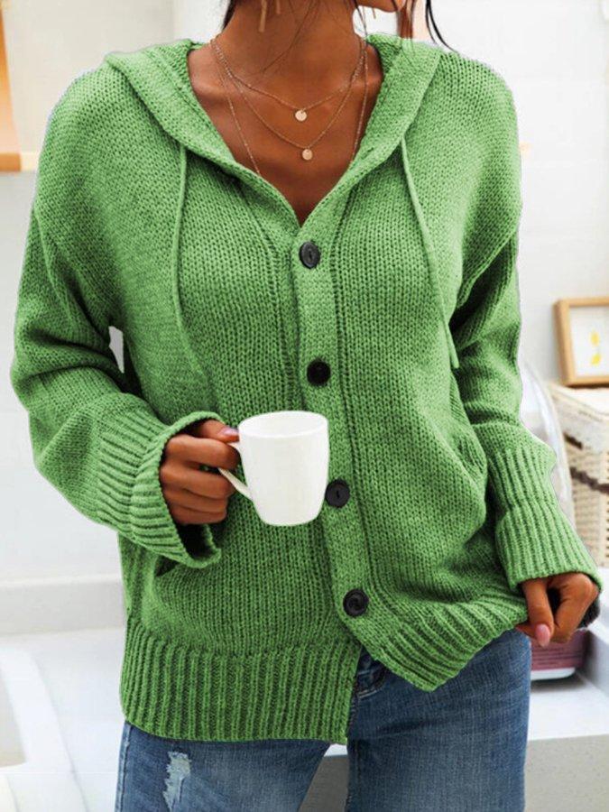 Long Sleeve Outerwear Sweater Coats Plain Women Cardigans