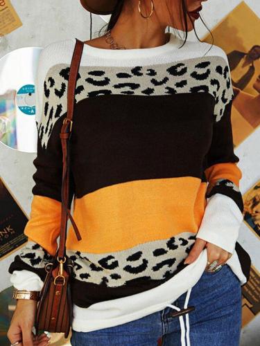 Leopard Leopard Print Long Sleeve Sweater