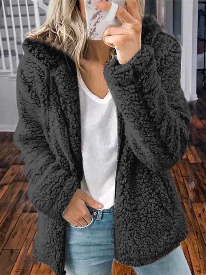 Casual Long Sleeve Cotton-Blend Solid Outerwear Coats