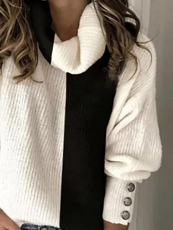 Long sleeve casual solid color turtleneck sweater tops