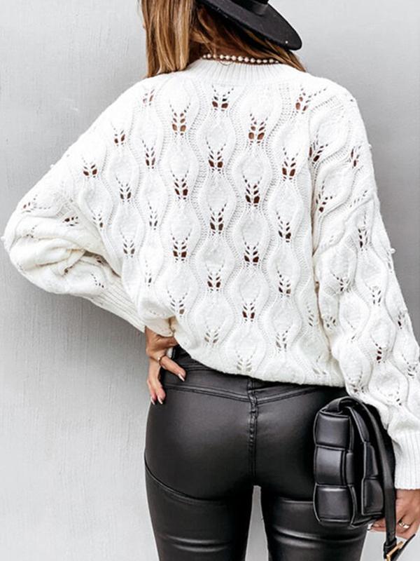 Women fashion round neck hallow out elegant sweaters