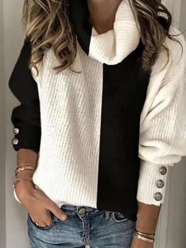 Long sleeve casual solid color turtleneck sweater tops