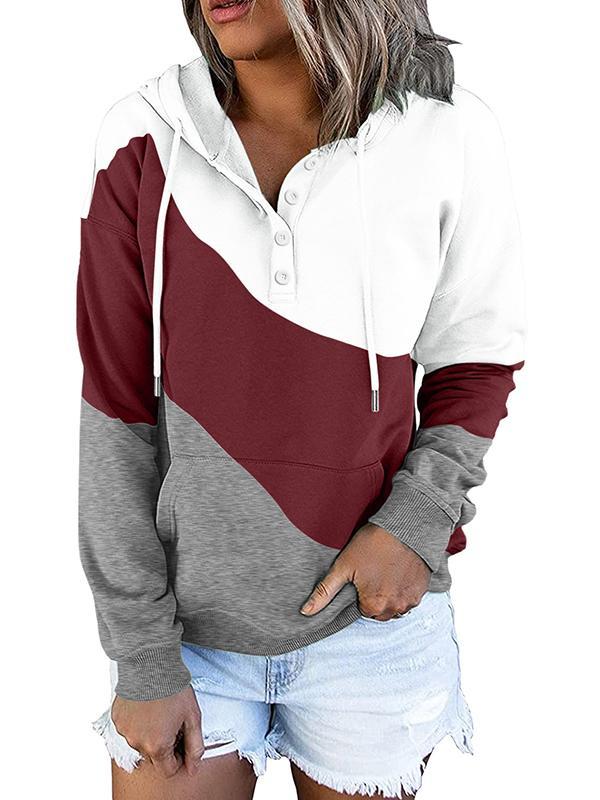 Women Color matching long sleeve hoodies