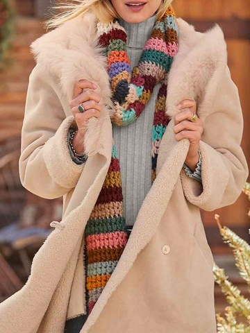 Elegant Fur hoodied women fashion long Outerwear