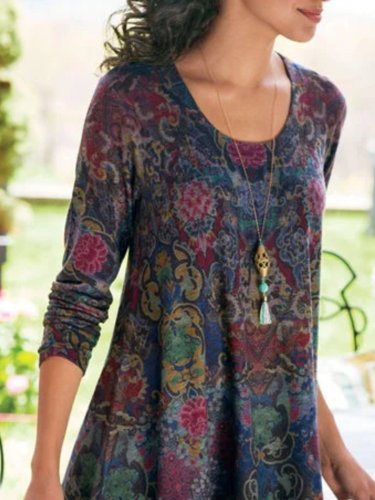 Multicolor Long Sleeve Printed Casual Shirts & Tops