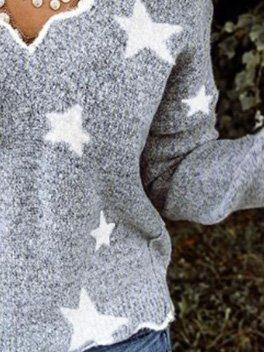 Gray V-Neck Floral-Print Long Sleeve Animal Sweatshirt