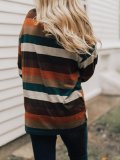 Multicolor Cotton-Blend Color-Block Casual Sweatshirt