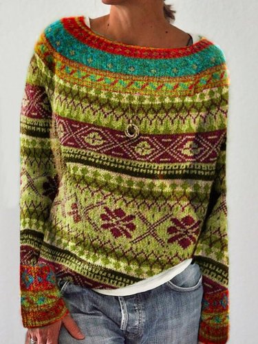 Casual Tribal Crew Neck Sweaters