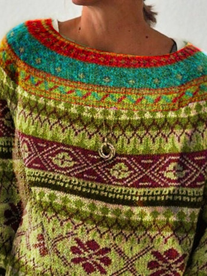 Casual Tribal Crew Neck Sweaters