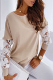 Lace stitching embroidery casual fashion loose pullover Sweatshirts