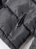 Solid Zip Up Crop Puffer Jacket for Women