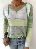 Basic Hoodie Color-Block Long Sleeve Sweater