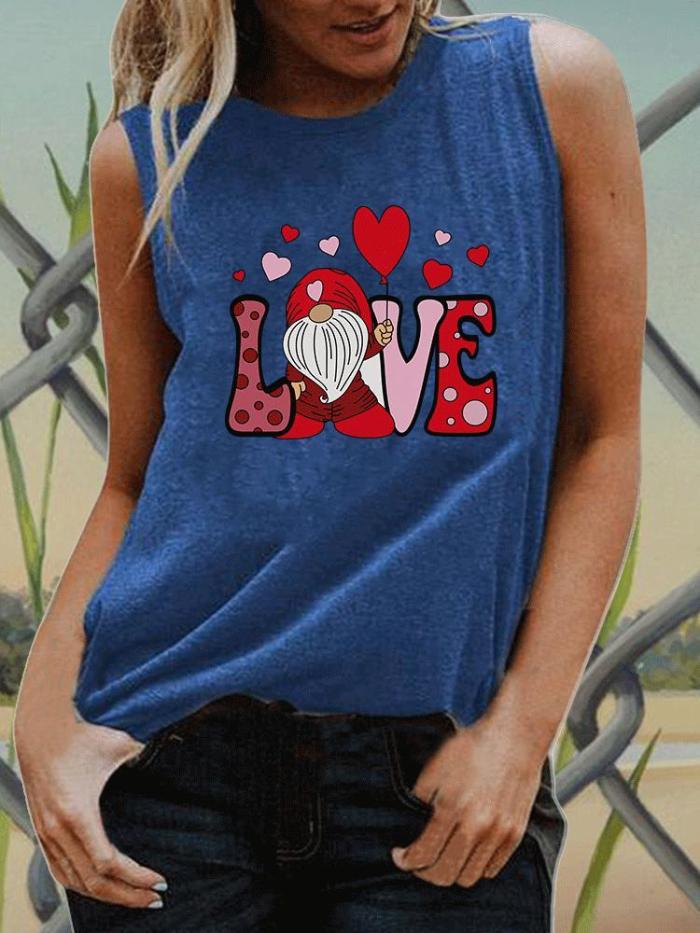 Solid Letter & Heart Graphic Tank Shirts Vests
