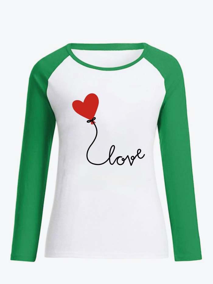 Color Block Heart Graphic T-shirt