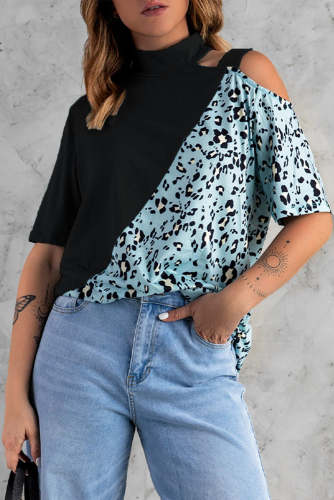 Loose Crew Neck Women's Print Leopard Casual Short Sleeve Top T-Shirts