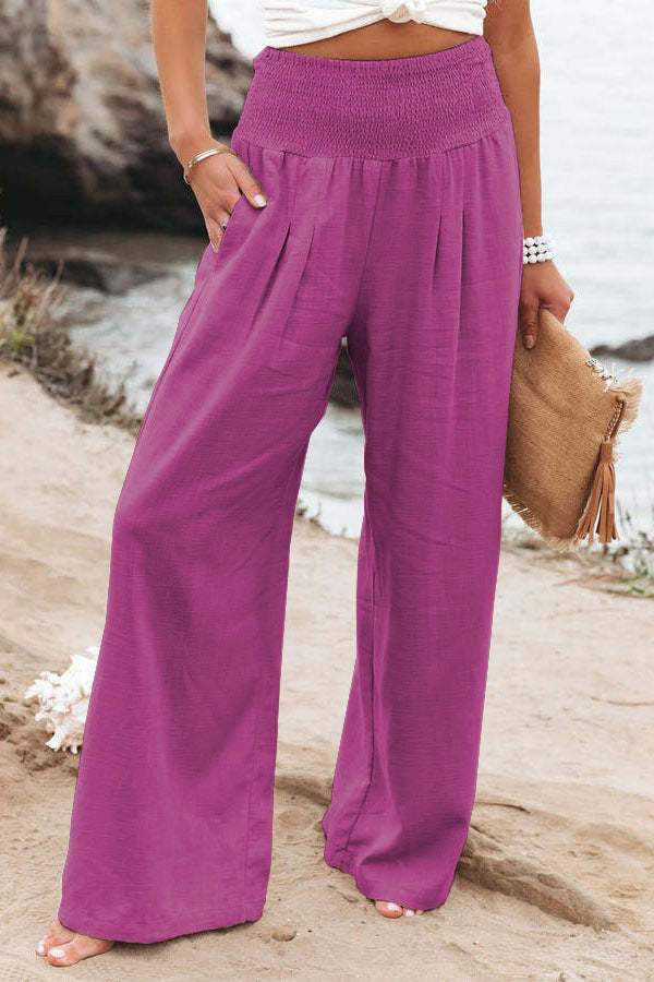 Casual Solid Split Joint Straight High Waist Straight Solid Color Bottoms Long Pants