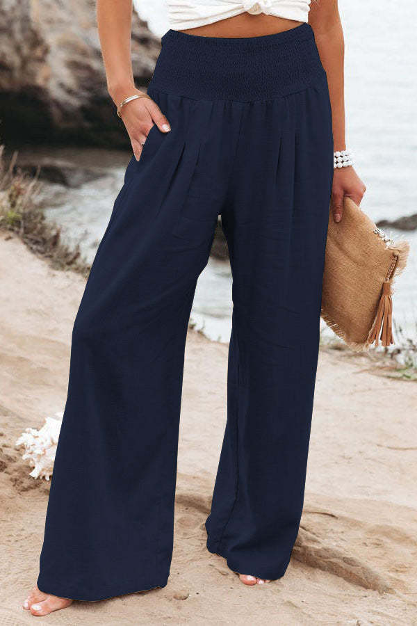 Casual Solid Split Joint Straight High Waist Straight Solid Color Bottoms Long Pants