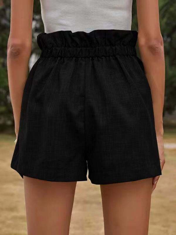 High waist women loose tie waist shorts short pants