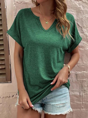 Women's Solid Color Loose Short Sleeve T-shirt