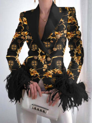Fashion casual printed women long sleeve design women blazers