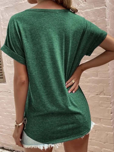 Women's Solid Color Loose Short Sleeve T-shirt