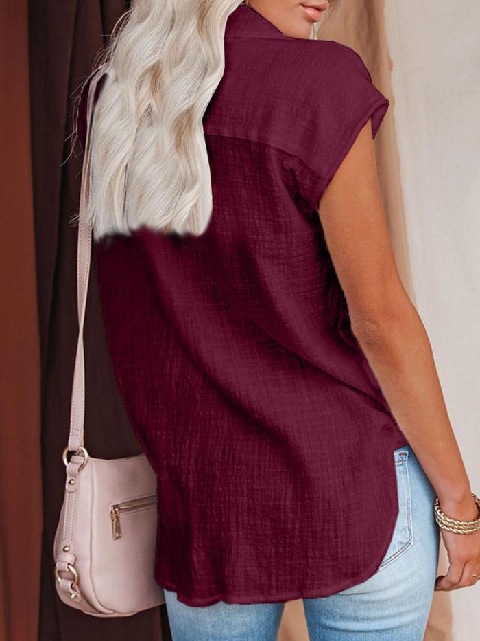 Women Fashion Solid Button Up Tank Top