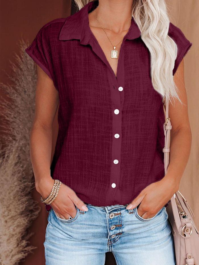 Women Fashion Solid Button Up Tank Top