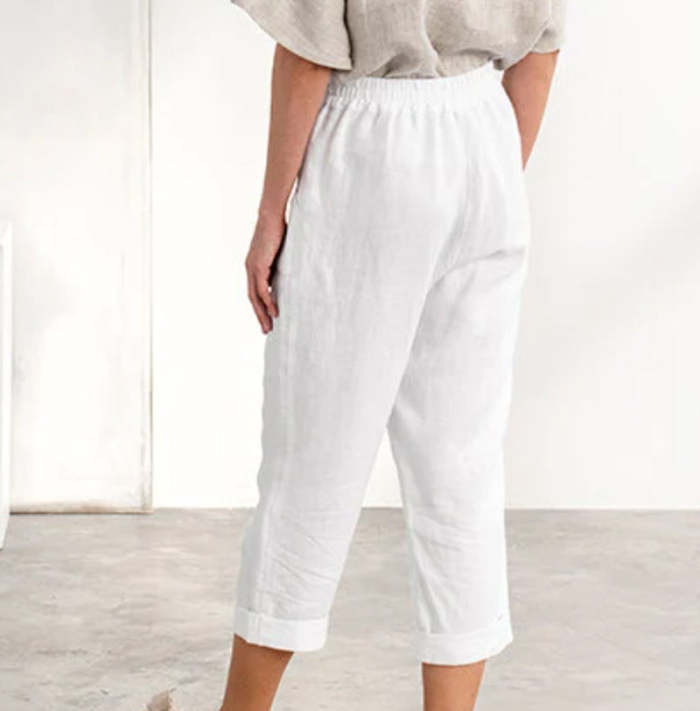 Breasted cotton linen loose oversized women casual long pants