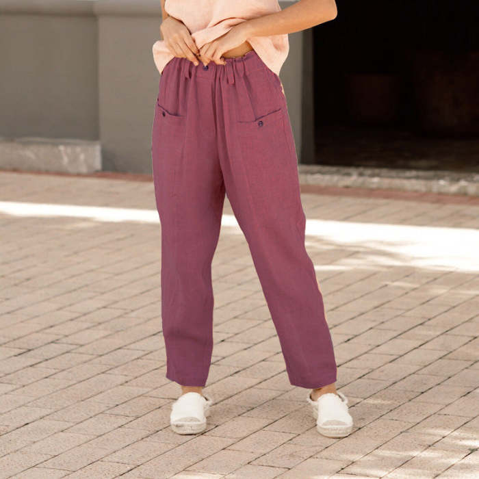 Daily Casual woman long cotton and linen long pants