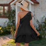 One off shoulder women loose vacation dress