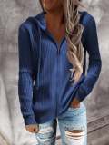 Women's Hoodies Casual Zip Cardigan Long Sleeve Knit Hoodie