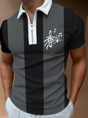 Music note printing polo T-shirts