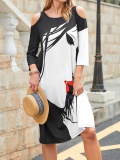 Round Neck Abstract Casual Midi Dresses