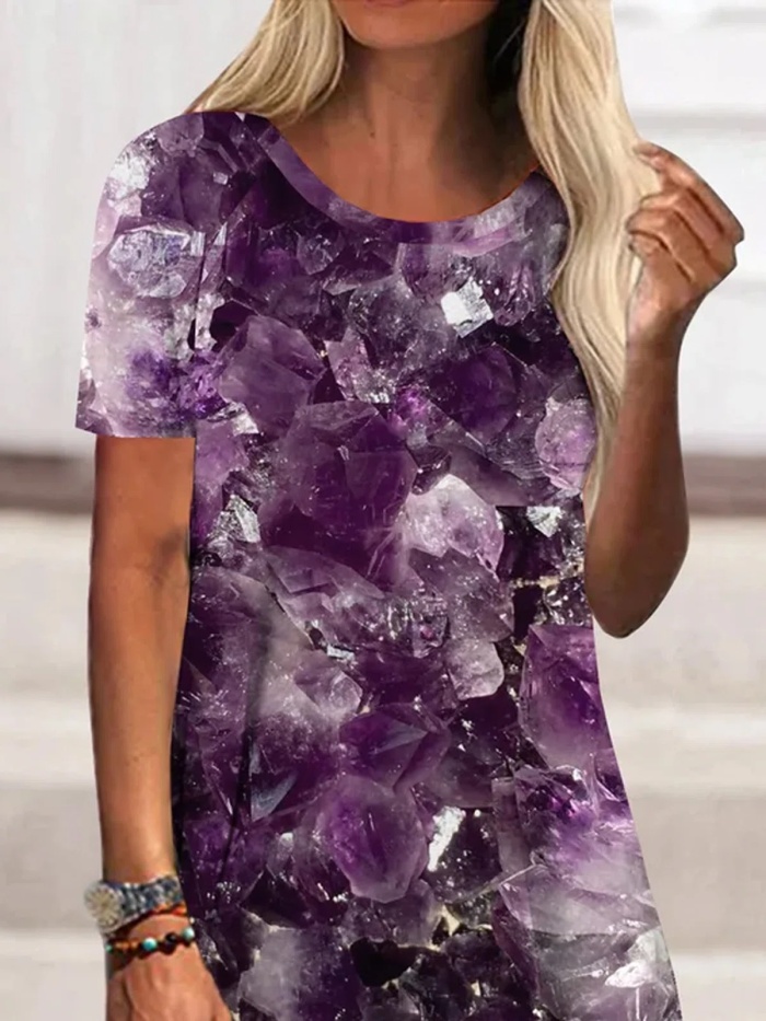 Round Neck Gradient Casual Tunic Tops