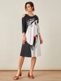 Round Neck Abstract Casual Midi Dresses