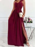 Women's Dresses Simple Sleeveless Off Shoulder Slit Dress Evening Dresses