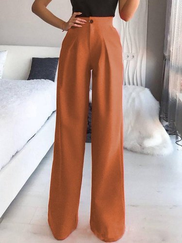 Women's Pants Solid Casual Straight Wide Leg Pants