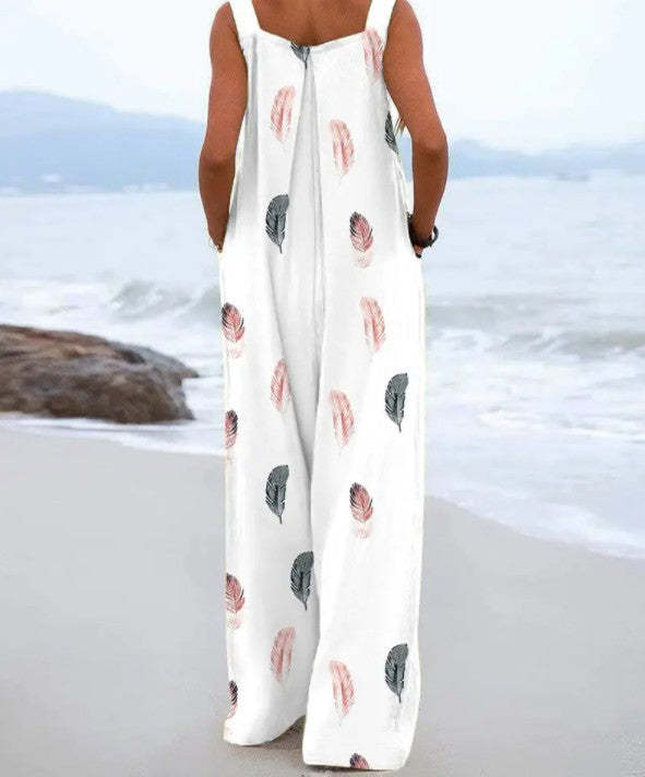 Women's Casual Fashion Printed Loose Jumpsuits