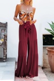 Casual Solid Split Joint Loose Mid Waist Speaker Solid Color Bottoms(6 colors)