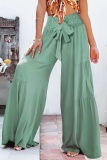 Casual Solid Split Joint Loose Mid Waist Speaker Solid Color Bottoms(6 colors)