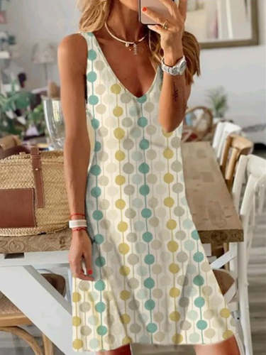 Summer Print Sleeveless Resort Dress