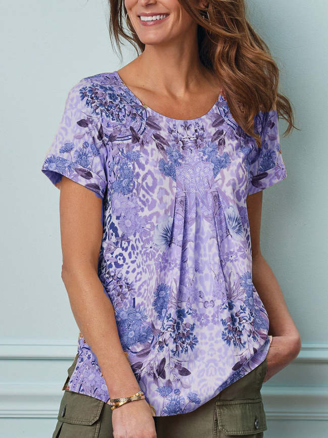 Women's casual floral print top shirts