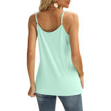 V neck lace design women summer shirts plain vests
