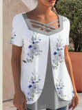 Fashion Irregular neck short sleeve T-shirts
