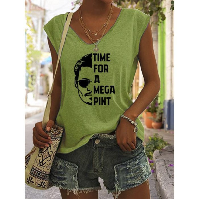 V-neck Casual Loose Lettering Cat Print Short Sleeve T-shirts (14 colors)