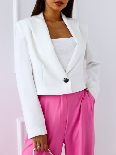 Women's Blazers Solid Lapel Button Long Sleeve Crop Blazers