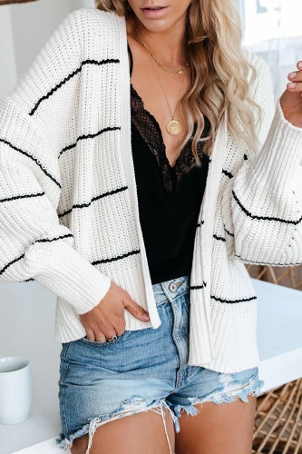 Casual Solid Patchwork Cardigan Collar Tops Sweaters & Cardigans