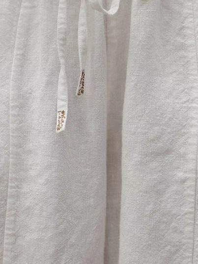 Cotton-blend baggy trousers long pants