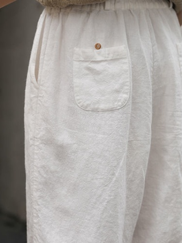 Cotton-blend baggy trousers long pants