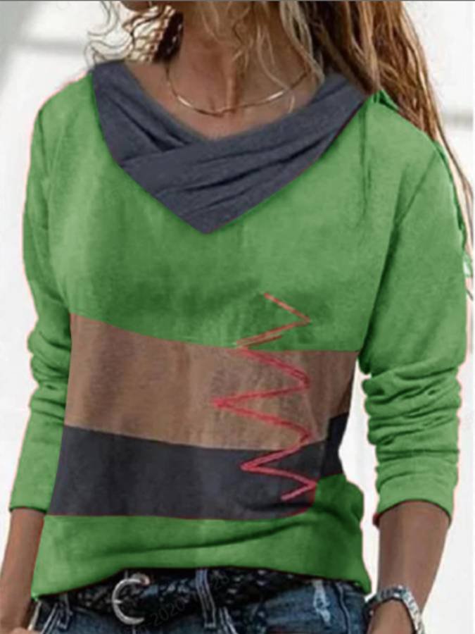Color Patchwork Long sleeve T-shirts